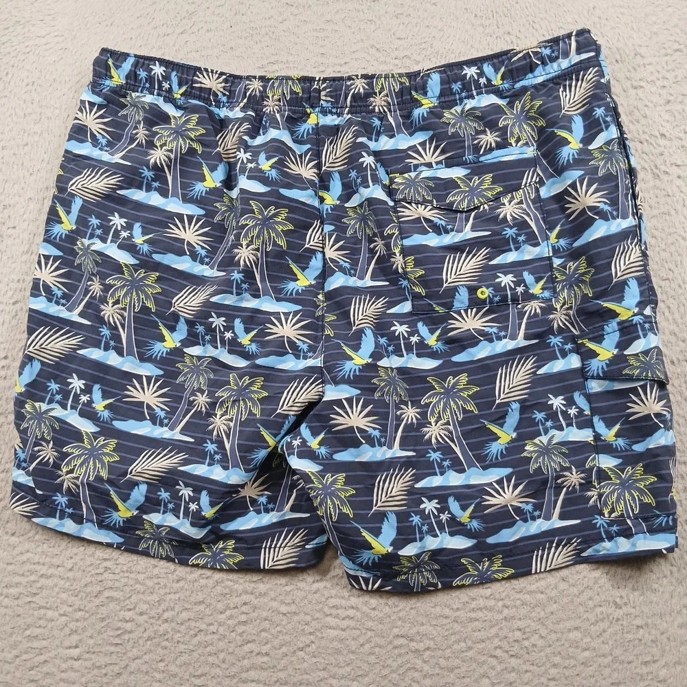 Tommy‎ Bahama XXL Swim Trunks Blue Parrot Palm Tree Tropical Mesh Lined EUC